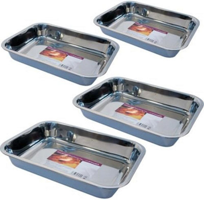 Baking Tray Stainless Steel Deep Roasting Oven Pan 34Cm Grill Bake Cook Dish New from B&Q