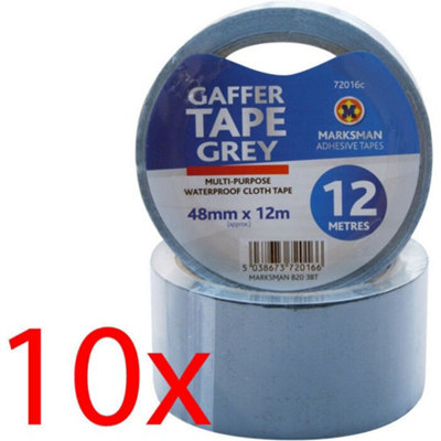 Pack Of 10 Grey Gaffer Tape Duct Gaffer Strong Waterproof Cloth Multipurpose 48M X 12M from B&Q