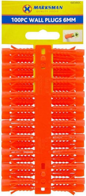 300Pc 6mm Wall Plugs Screw Fixing Wall Drill Expansion Brick Stone Plug Diy