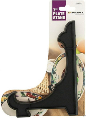  - Set Of 2 Plastic Plate Stand Black Decorative Holder Picture Frame Photo Bowl 18Cm