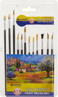 Marksman Set Of 24 Artist Paint Brush Set Painting Brushes Handle Bristles Art Tool from B&Q