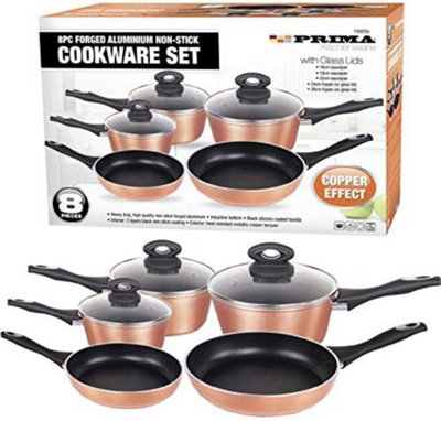 8Pc Forged Cookware Set Pot Kitchen Saucepan Frying Pan Cooking Lid Non Stick from B&Q
