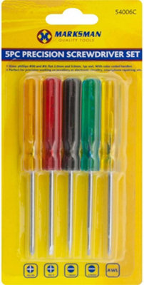 Marksman 5Pc Precision Screwdriver Pack Hand Tool Diy Repair Jewellery Phillips Flat from B&Q
