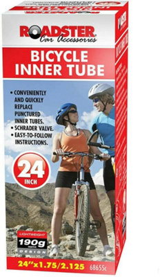 Pack Of 2 24 Inch Bike Tyre Inner Tube Bicycle Shrader Valve 1.75"- 2.125" Mountain Bike from B&Q