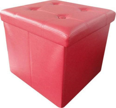 Large Pink Single Ottoman Stool Faux Leather Folding Seat Chest Folding Storage Box from B&Q