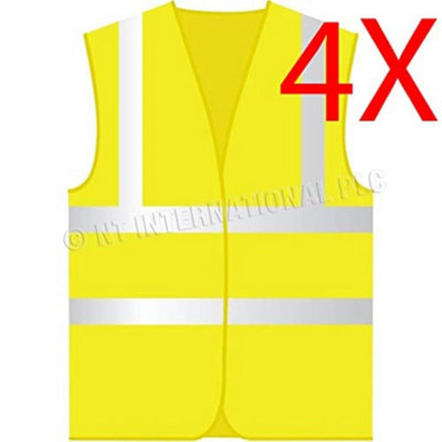  - Pack Of 4 Yellow Safety Vest Building Construction Comfort Visibility Reflective
