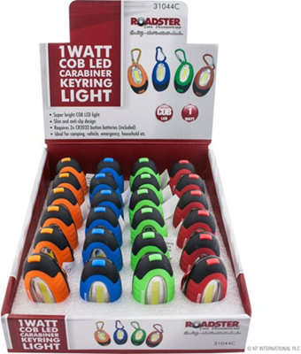 Set Of 2 1W Cob Led Carabiner Keyring Light Camping Torch Bright Portable Anti Slip from B&Q