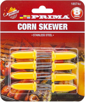  - 16Pc Bbq Corn Skewers Stainless Steel Barbecue Grill Tool Handle Cooking