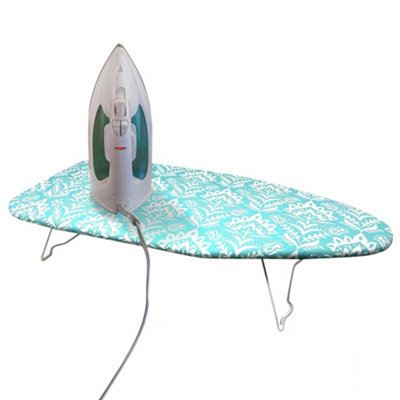  - Mini Tabletop Ironing BoardIroning Laundry ClothesAdjustable Height100% Cotton CoverSteel Net BoardSewing Accessory