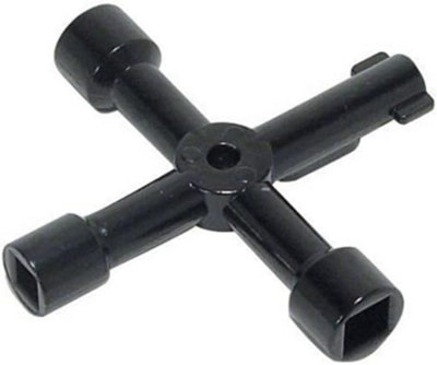 B&Q 4 Way Service Utility Key For Gas Electric Meter Cabinets Bleed Radiators New
