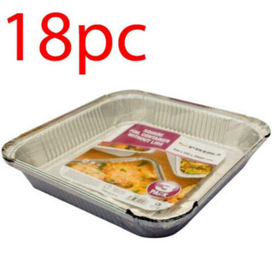 New Set Of 18 Square Aluminium Foil Containers Takeaway 24Cm Box Hot Food from B&Q