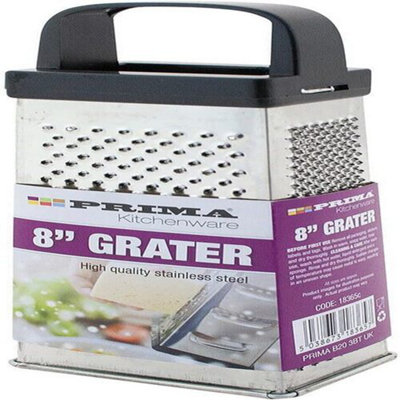 8" Stainless Steel Grater Handle Cheese Vegetables Nutmeg Kitchen Utensil 4Side from B&Q