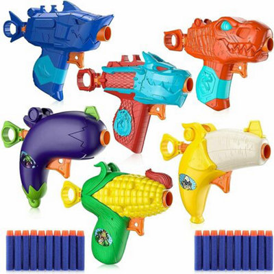 Set Of 6 Shooting Guns Toy Blaster Fun With 20 Soft Foam Bullets Darts Kids Gift from B&Q