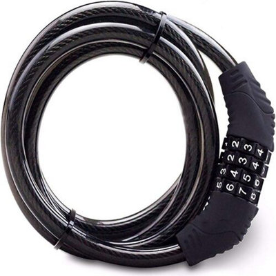 4 Digit Combination Steel Cable Lock Security Bike Lock Black Motorcycle from B&Q