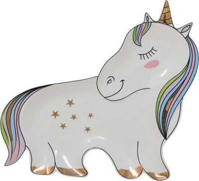 23Cm Unicorn Trinket Dish Ring Necklace Jewellery Plate Ceramic Storage Gift from B&Q