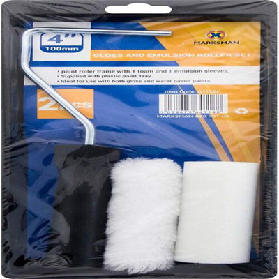 4Pc Gloss And Emulsion Roller Set Tray Sleeves Painting Kit Decorating 4" from B&Q