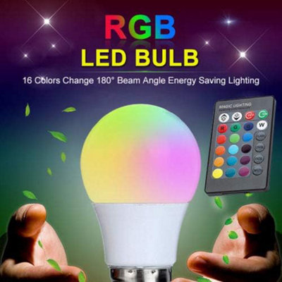 16 Colour Changing Rgb Led Light Bulb Lamp With Ir Remote Control 3W E27 from B&Q