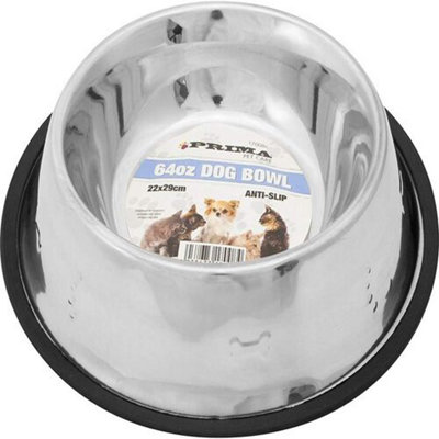 64Oz Pet Bowl Anti Skid Stainless Steel Dog Cat Feeding Drinking Bowls from B&Q