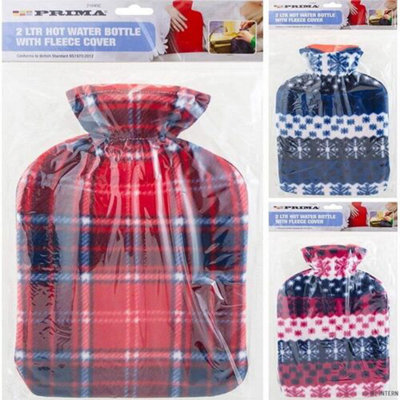 2L Hot Water Bottle With Fleece Cover Heat Therapy from B&Q