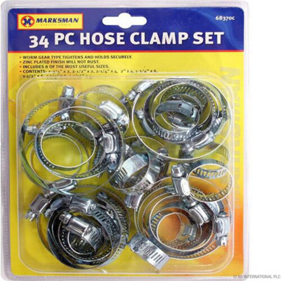 Hose Clamp Set 34Pc Assorted Clamps Jubilee Clips Zinc Plated Steel Tool New from B&Q