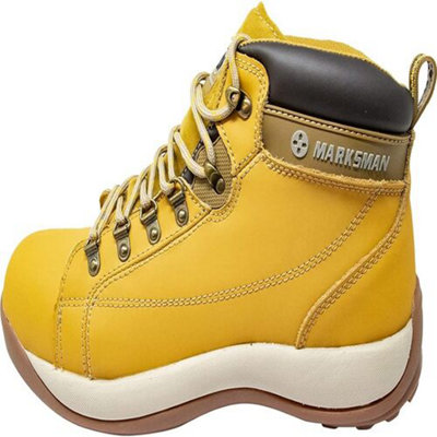  - Mens Safety Trainers Shoes Boots Work Steel Toe Cap Hiker Ankle Honey (3 Uk)