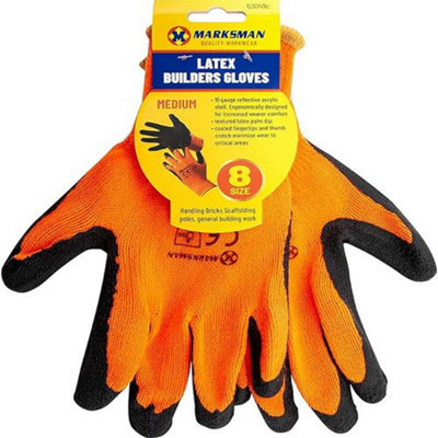 12 Pairs Hi Viz Thermal Winter Builders Latex Rubber Work Gloves Gardening Medium from B&Q