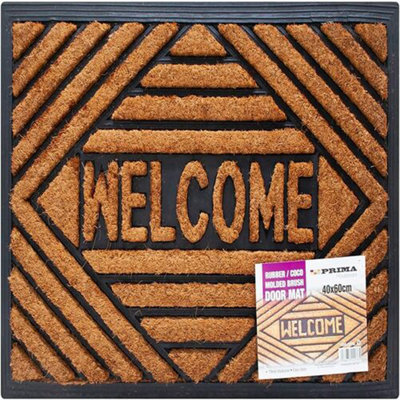  - Heavy Duty Non Slip Welcome Door Mat Home Grill Rubber Natural Coco 40 X 60Cm