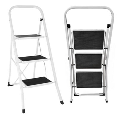 Foldable 3 Step Steel LadderNon Slip Tread Stepladder SafetyKitchen Home Industrial Diy Steel Construction StrongDurable from B&Q