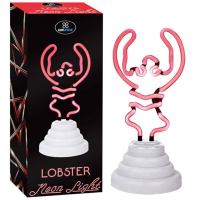  - 22Cm Neon Lobster Light Lamp Bedroom Led Night Colourful Usb Battery Gift Xmas