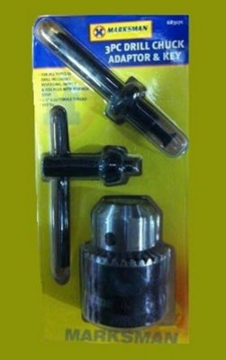 Marksman New 3Pc Sds Drill Chuck Adaptor And Key For All Type Of Drill Multi Purpose Power Tool