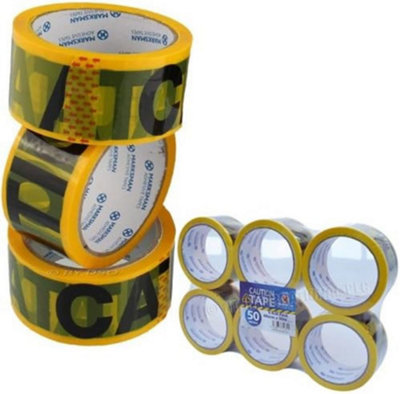 New Set Of 6 Rolls Pvc Caution Tape Barrier Hazard Warning 48mm X 50M Adhesive from B&Q