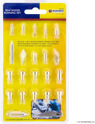 Marksman New 30W Wood Burning Set Soldering 22Pc Craft Diy Tips Pyrography from B&Q