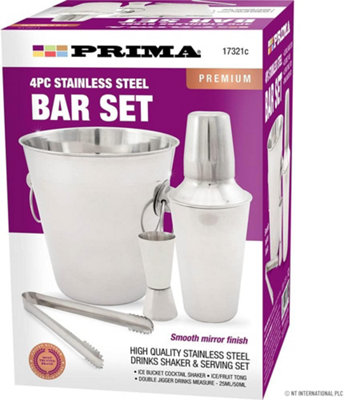  - New 4Pc Stainless Steel Cocktail Shaker Ice Bucket Bartender Drinks Mixer HomeSilver