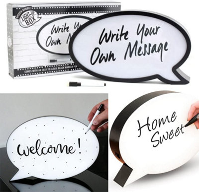 Led Light Up Speech Bubble Box Write Your Own Message Sign Party Home Decor New from B&Q