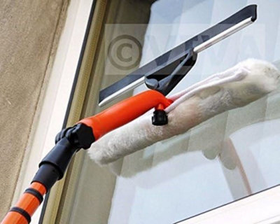 Telescopic Window Cleaner Kit Window Cleaning Equipment Squeegee Soft Head 3.5M from B&Q