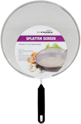 New 28Cm Metal Mesh Splatter Cover Lid Cooking Frying Pan Kitchen With Handle from B&Q
