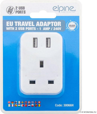 Single Socket Switch Plug Travel Power Electric Adaptor Home Power 2 Usb Ports from B&Q