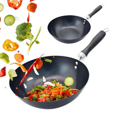 New Non Stick Wok With Bakelite Handle Cooking Stir Fry Noodles Frying Pan 24Cm from B&Q