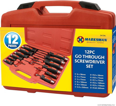 B&Q New 12Pc Heavy Duty Mechanics Go-Through Diy Assorted Screwdriver Set