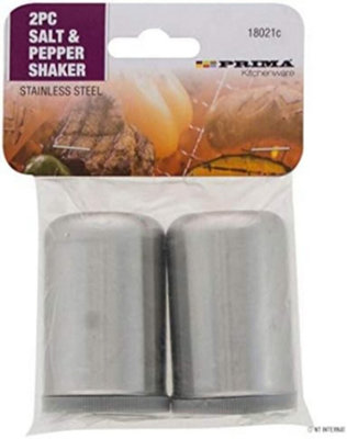 New Set Of 2 Salt Pepper Shaker Kitchen Condiment Retro Dispenser Steel Cooking from B&Q