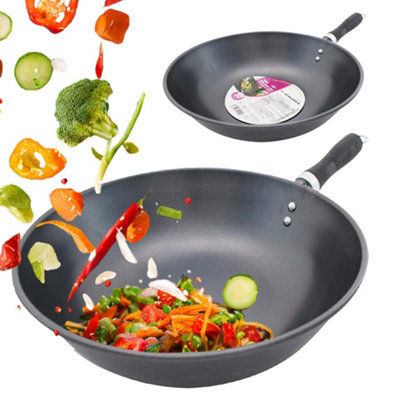 Wok Pan Bakelite Handle Stir Fry Chinese Cooking Kitchen Saucepan Non Stick 30Cm New from B&Q