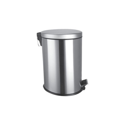  - 20L Metal Chrome Pedal Bin Kitchen Toilet Rubbish Hygienic Home Paper Dustbin Boxed 20 Litre Capacity Integrated Lid Organiser