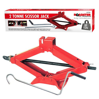 2T Ton Scissor Jack In Car Van Wind Up Tonne Tyre Lift W/ Chrome Crank Handle from B&Q