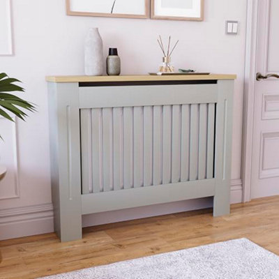 Vida Designs Arlington Radiator CoverOlive GreyMediumModern Shaker StyleVertical Slat Design For Optimal Heat from B&Q