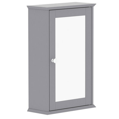 Lassic Hayle Matt Grey Bathroom Single Wall Cabinet Mirrored (H)53Cm (W)34Cm