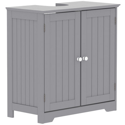 Lassic Hayle Matt Grey Freestanding Double Bathroom Sink Cabinet (H) 600mm (W) 600mm (D) 30Cm