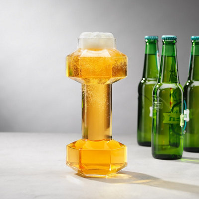 Menkind Unisex Clear #Winning Dumbbell Gym-Inspired Beer Glass - 600Ml In - Image 2