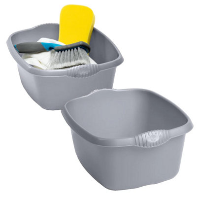 STAR SUPPLIES 2 X 12L Silver Rectangular Washing Up Bowls Ideal For Kitchens & Home Use from B&Q
