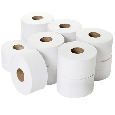 STAR SUPPLIES 12 Rolls Soft White Toilet Tissue 2Ply Mini Jumbo Rolls For Shops Toilets & Home Use from B&Q