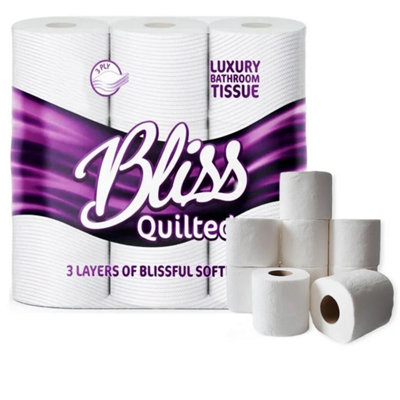 STAR SUPPLIES 9 Rolls 3-Ply Luxurious Super Soft Bliss Quilted Toilet Tissue Rolls For Washrooms from B&Q